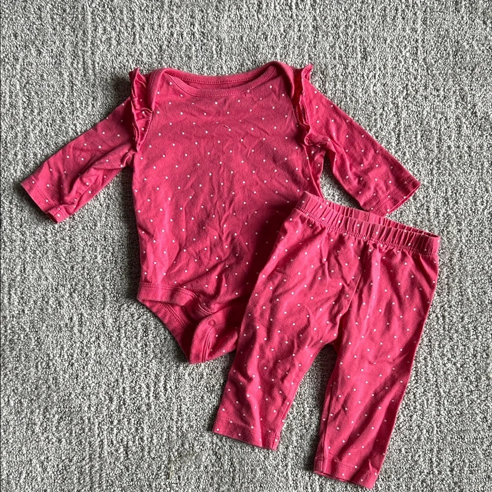 GAP Pink Baby Set with Dotted Pattern